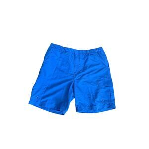 Lands End Swim Trunks Mens 2XL Blue Cargo Board Shorts Mesh Lined Nylon Summer